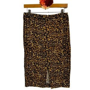 Who What Wear skirt tan black cheetah print pencil midi size 2